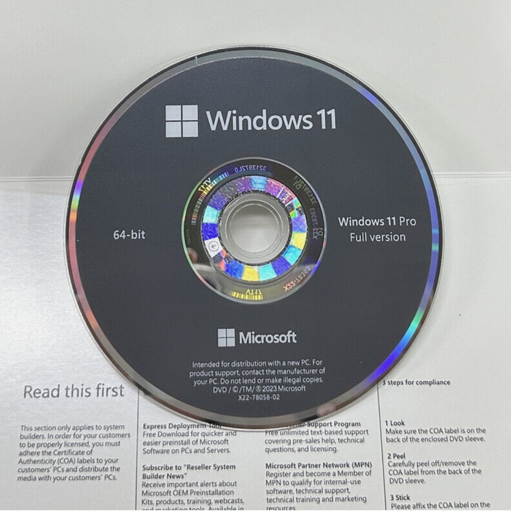 Genuine Windows 11 Professional 64Bit CD Full Version Install DVD & Product Key